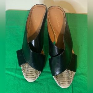 CALVIN KLEIN. Size 7.5. Black and Tan Women's Shoes.
High heels 3 inches